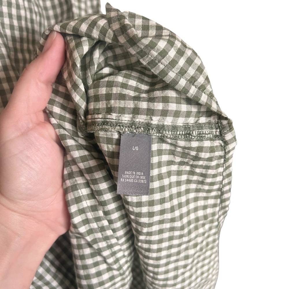 Arie‎ NEW Green & white woven Gingham fairy lightweight women’s top SZ L - Picture 8 of 11